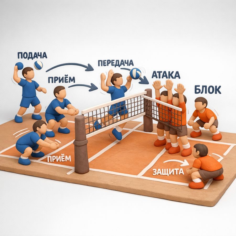 розыгрыш мяча в волейболе